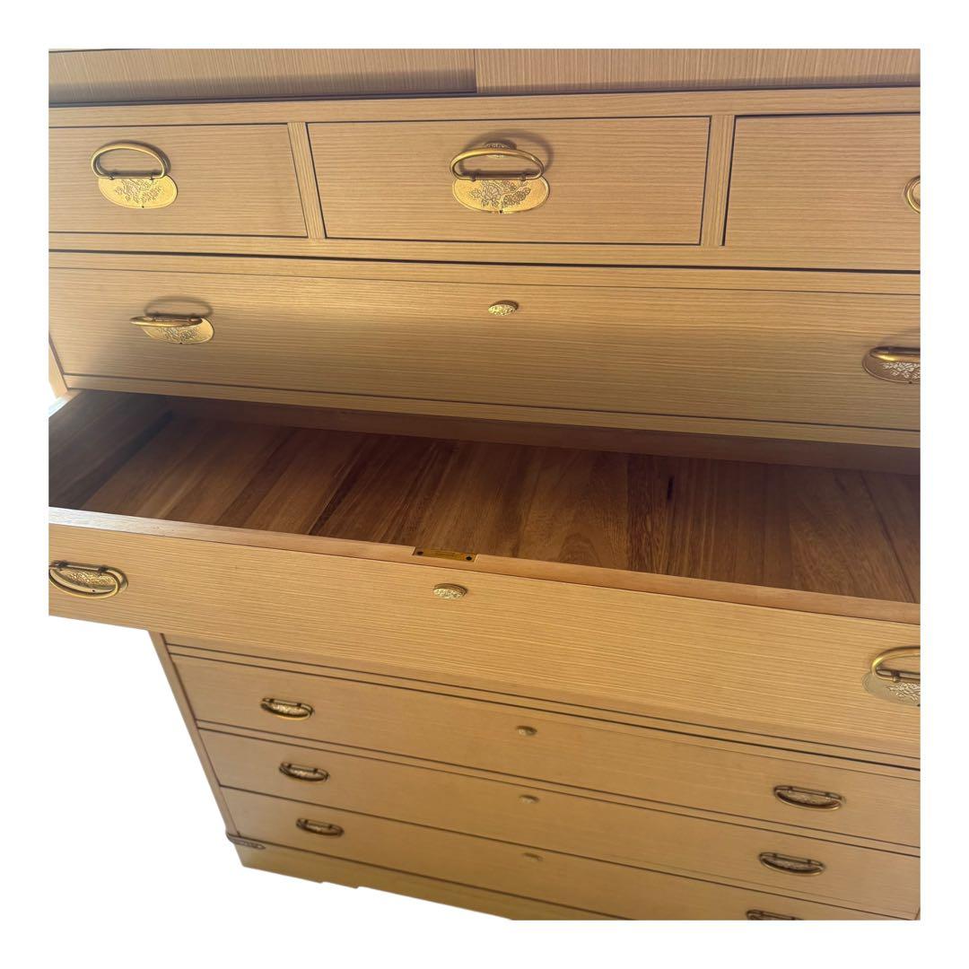 桐箪笥 7段＋上段引き戸収納 和箪笥 着物チェスト 外装：合板 / 内部：桐材