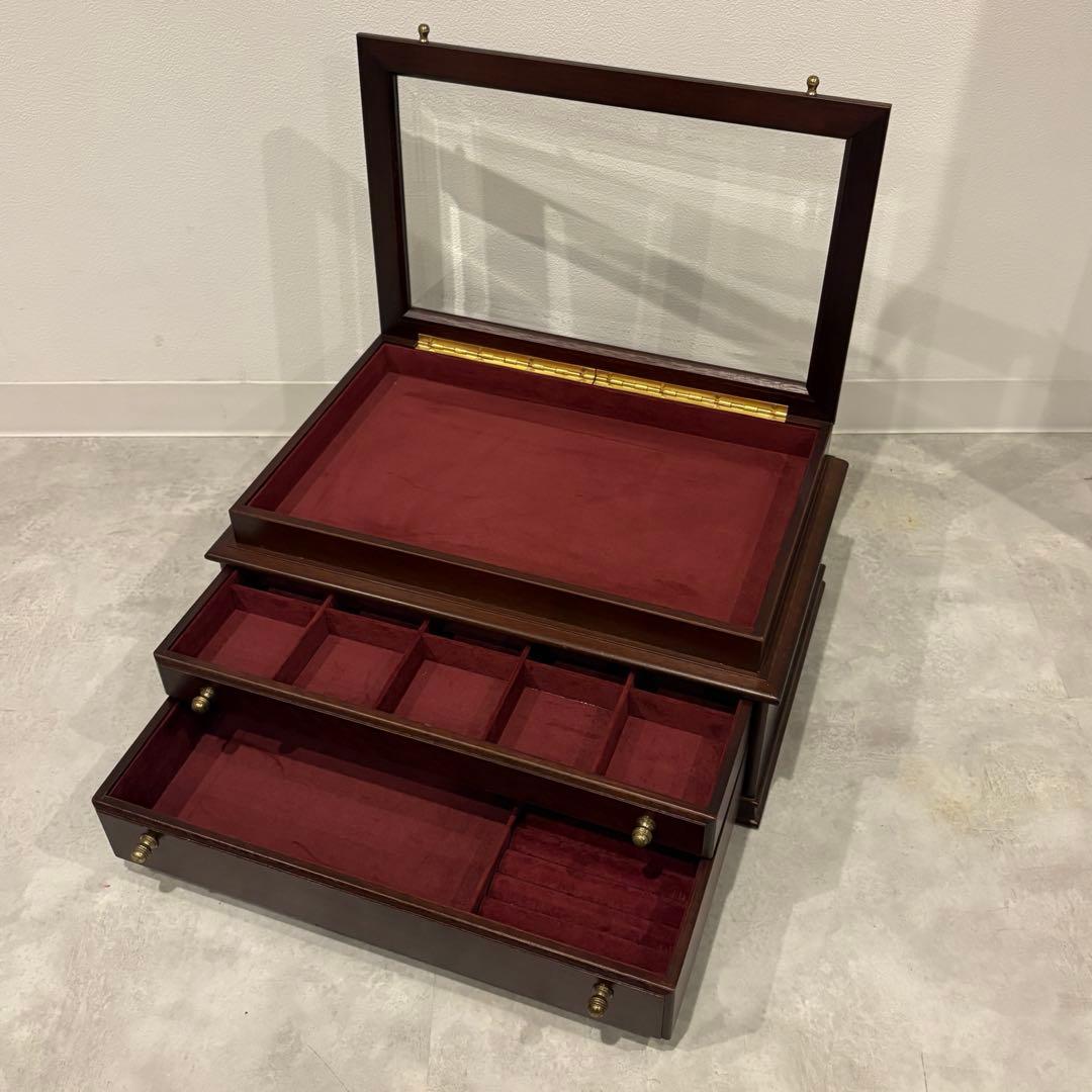 木製ジュエリーケース　ダークブラウン　アクセサリーケース　オルゴール