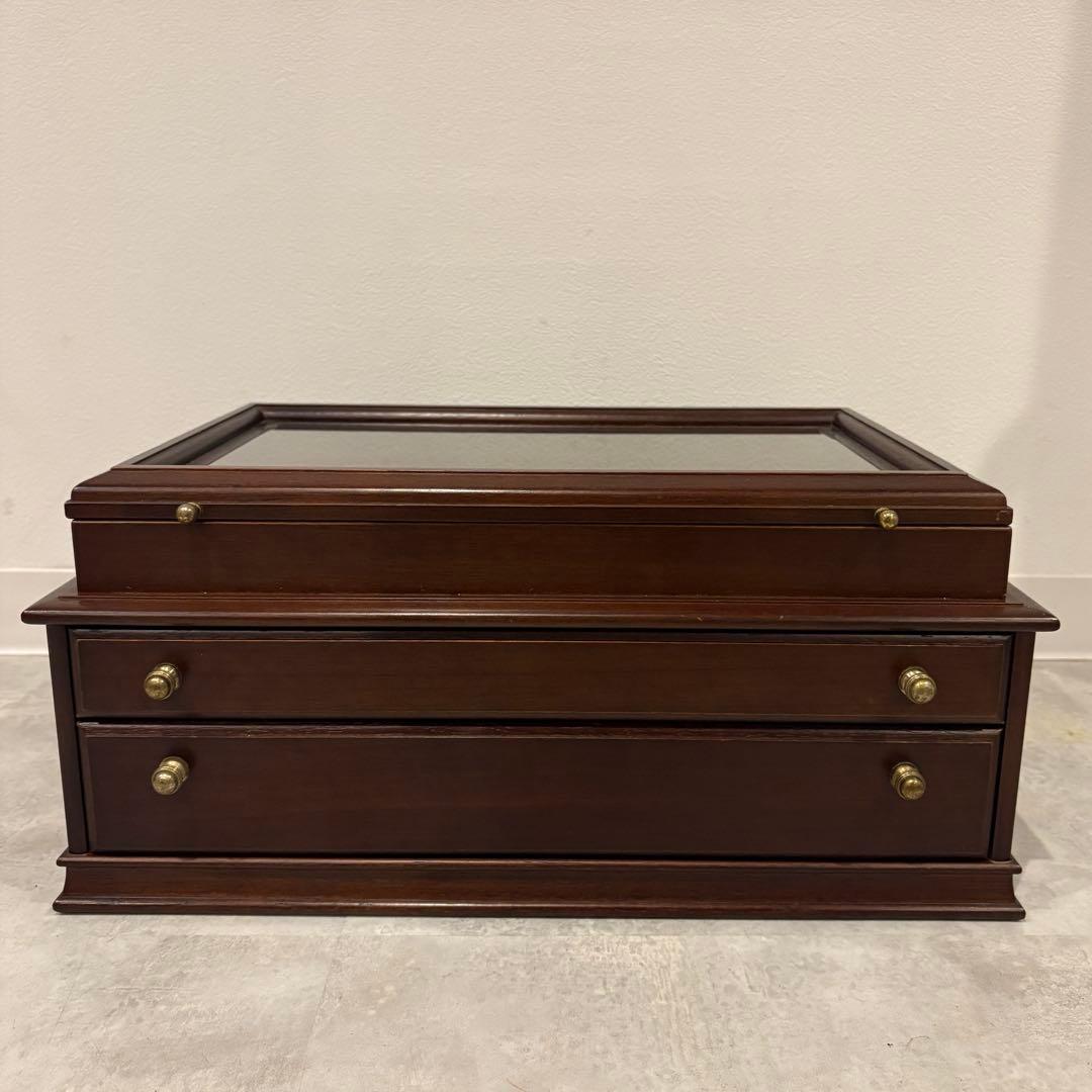 木製ジュエリーケース　ダークブラウン　アクセサリーケース　オルゴール