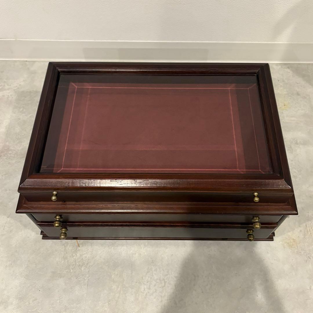 木製ジュエリーケース　ダークブラウン　アクセサリーケース　オルゴール