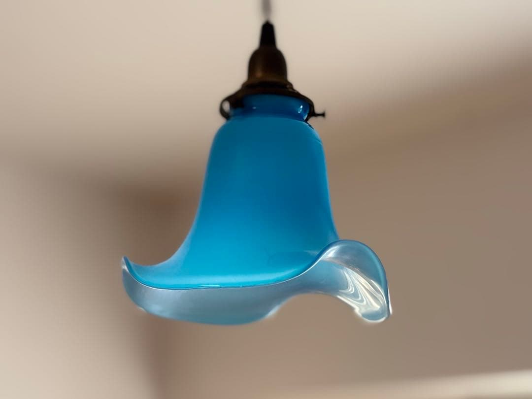 ヴィンテージ ブルーガラス ペンダントライト