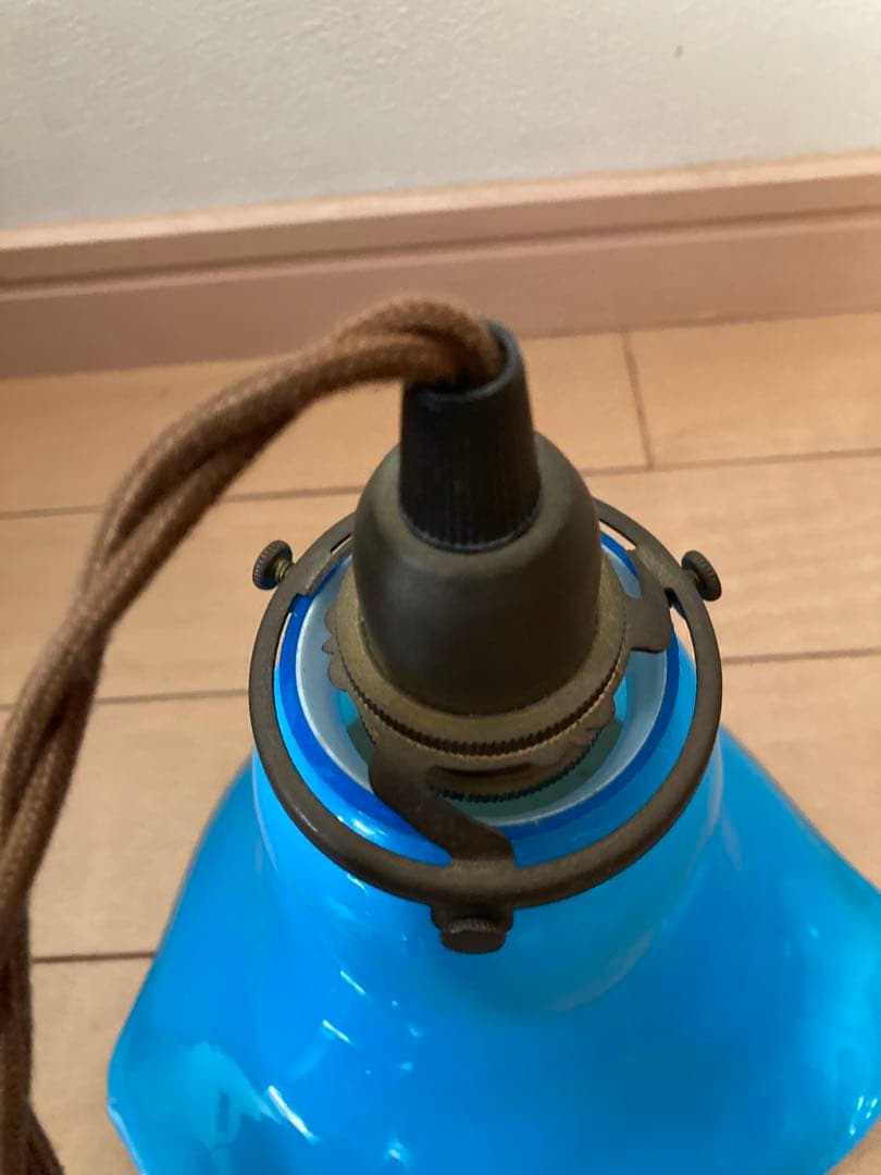 ヴィンテージ ブルーガラス ペンダントライト