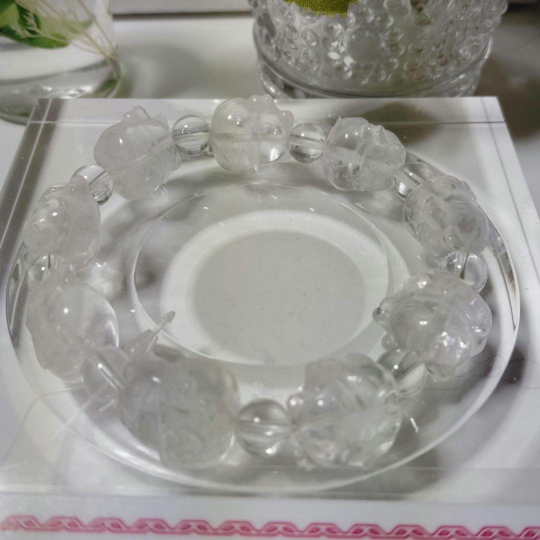 希少　ヒマラヤ水晶　招き猫ブレスレット 左手上げ　鑑別書付き