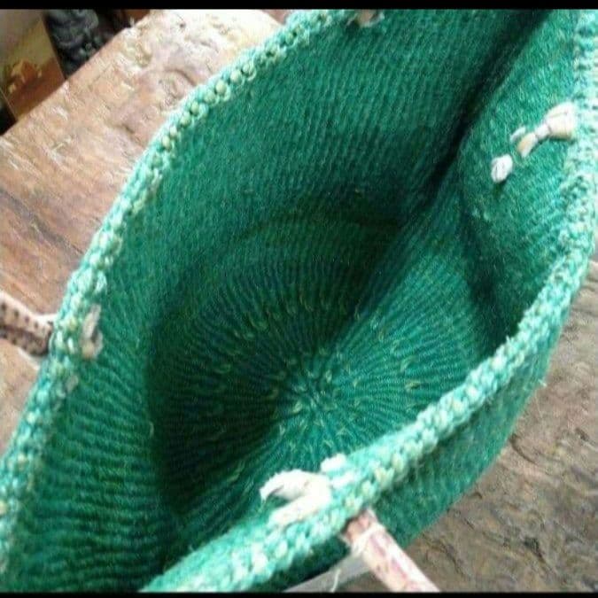 アフリカ　ケニア　新品　サイザル麻バック　Green　L