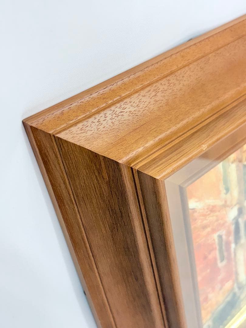 「赤い建物」 寺井徹 ベネチア 油彩画 一水会 黄色袋付き 絵画 額装 F3