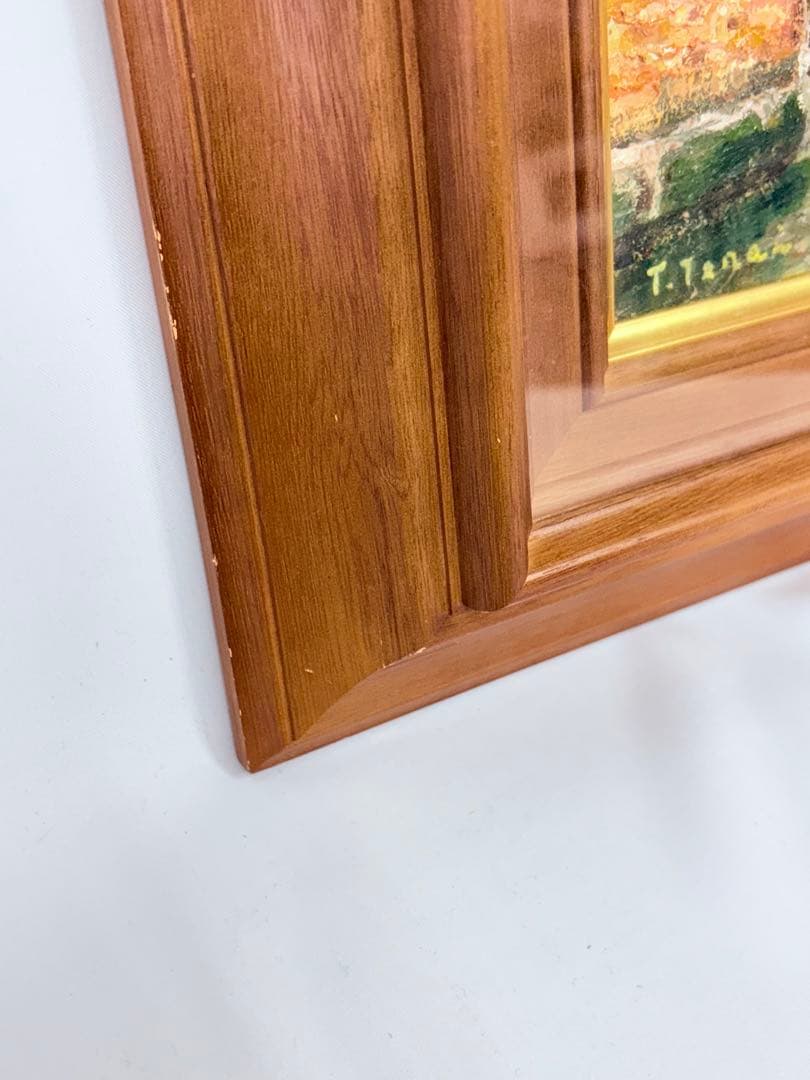 「赤い建物」 寺井徹 ベネチア 油彩画 一水会 黄色袋付き 絵画 額装 F3