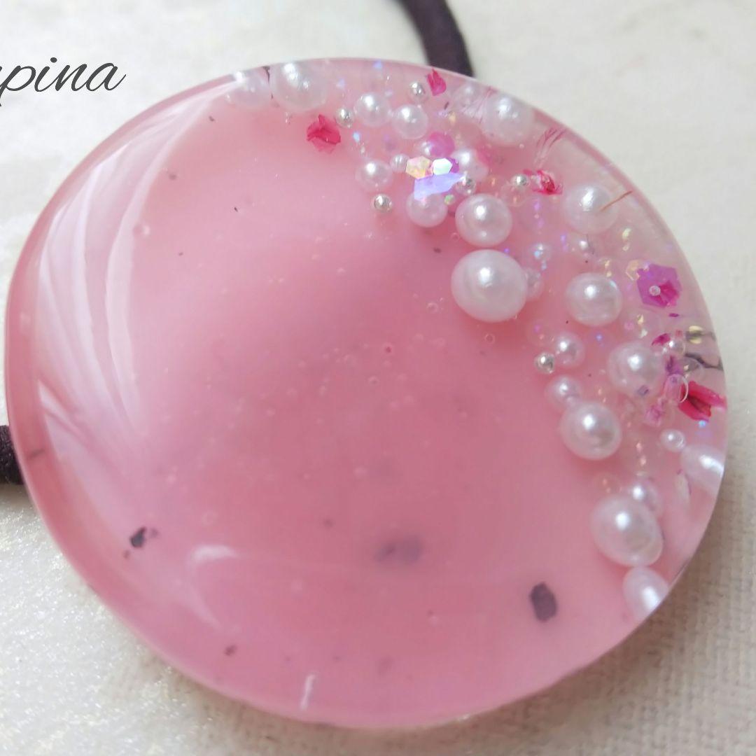 バブルデザイン ピンクラウンドレジンヘアゴム