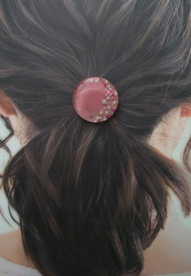 バブルデザイン ピンクラウンドレジンヘアゴム