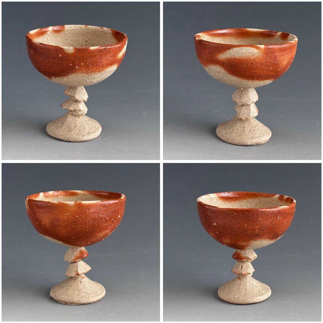 陶芸　備前焼　火襷　馬上盃　末廣学　共箱　酒器　酒盃　日本酒