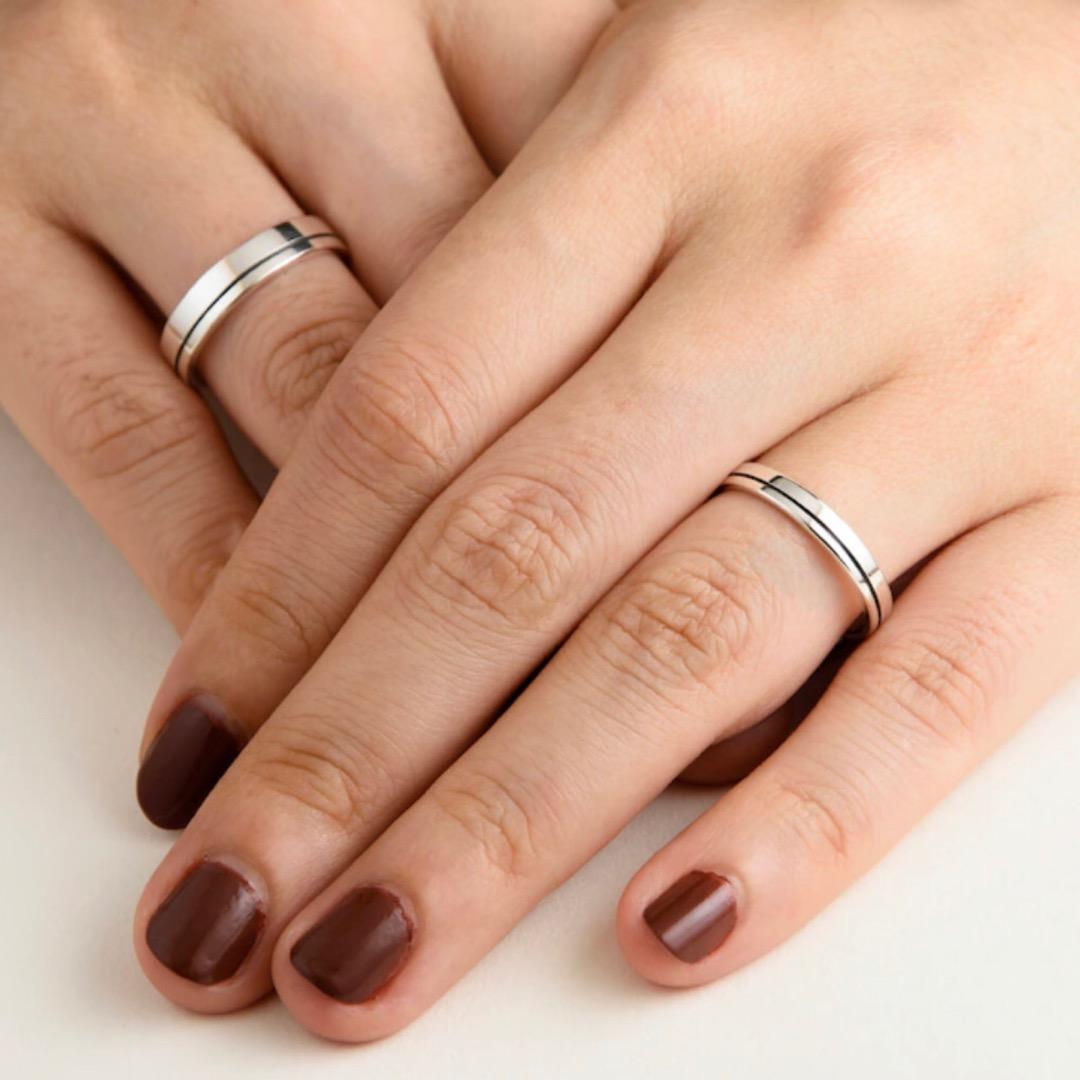 ペアリング 、シルバー925リング 木製ボックス付き、名前、メッセージ付き指輪