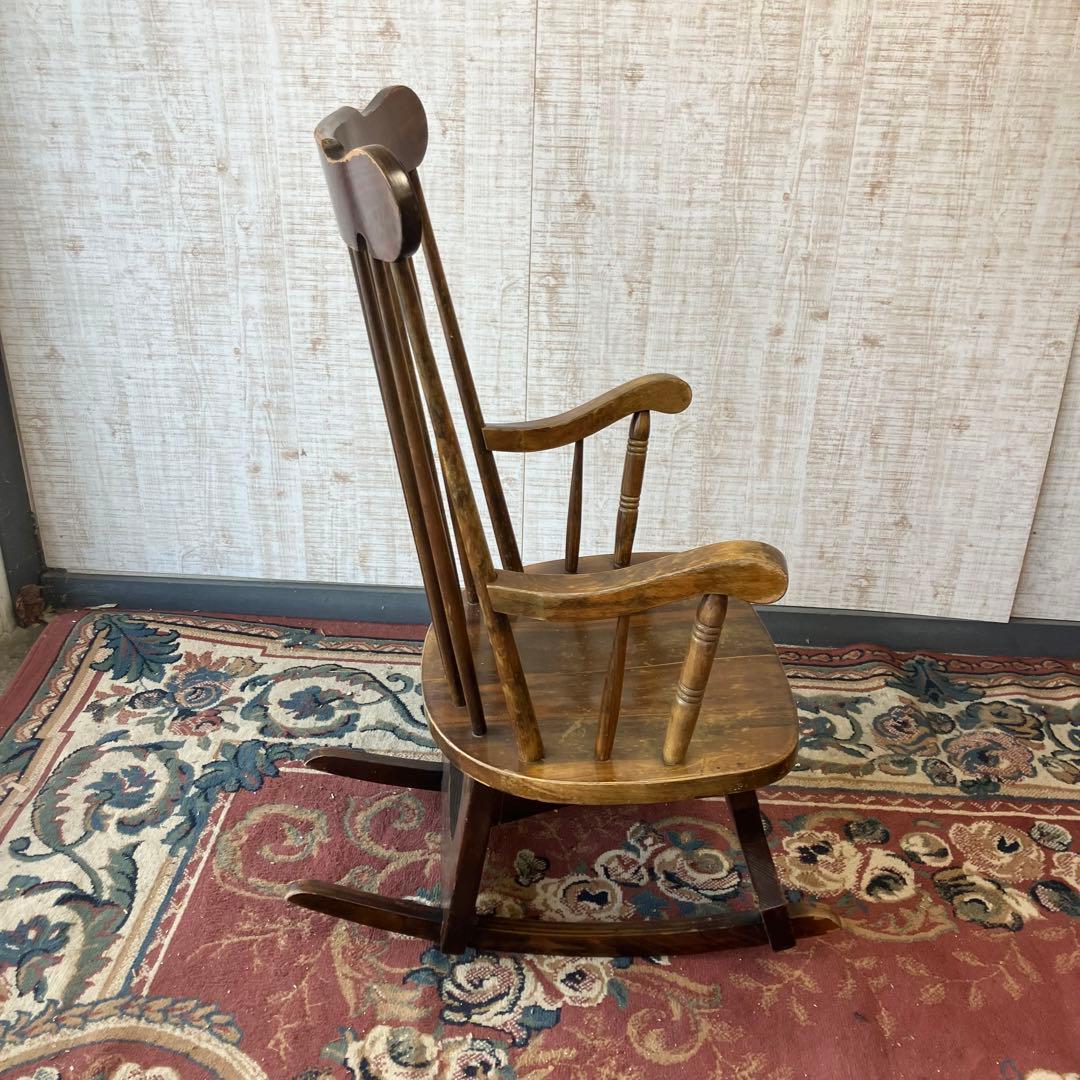 昭和レトロ 木製 ロッキングチェア アームチェア 古道具 古家具 ビンテージ