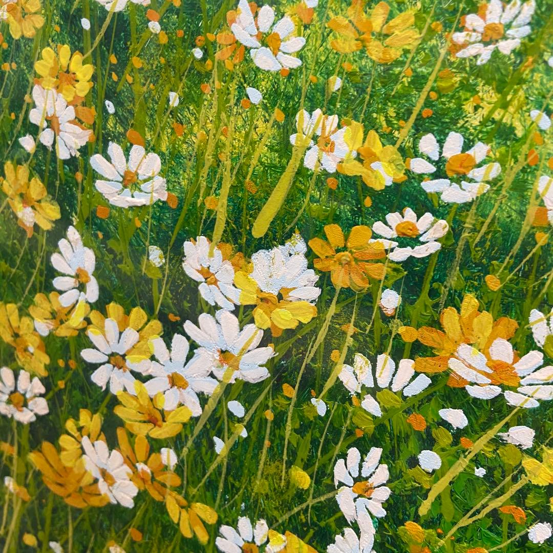 ■油彩■金謙伊■『黄色いコスモス』■額付絵画