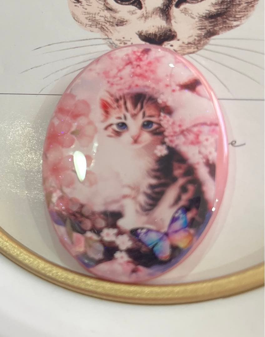 レジンヘアゴム猫ちゃんと桜(✿´ ꒳ ` )