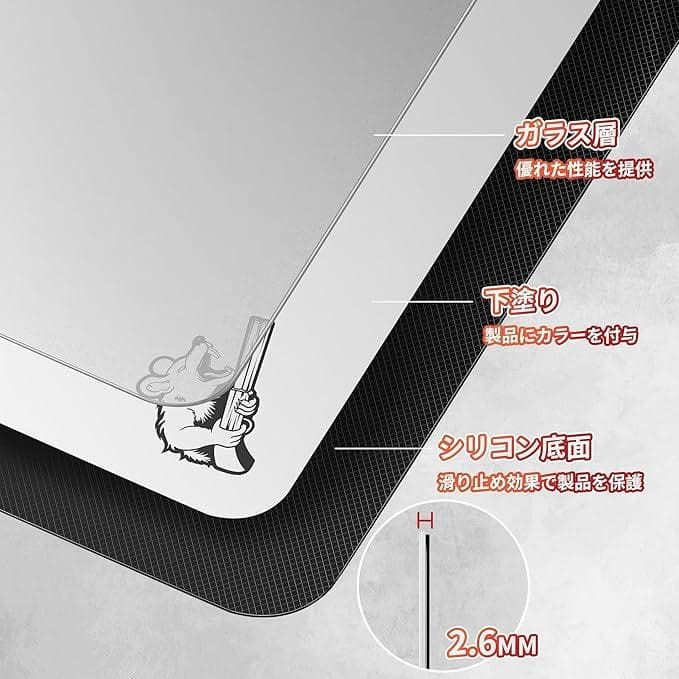 SIROOLAC2.0 ガラス製ゲーミングマウスパッド 白 300*350mm