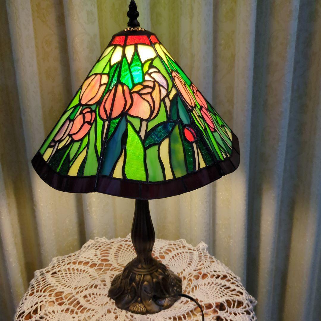 ハンドメイド ステンドグラス　ティファニーランプ　チューリップ