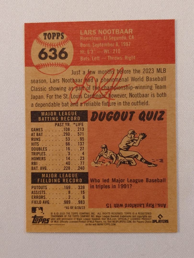 ヌートバー Topps Living Set Lars Nootbaar 16