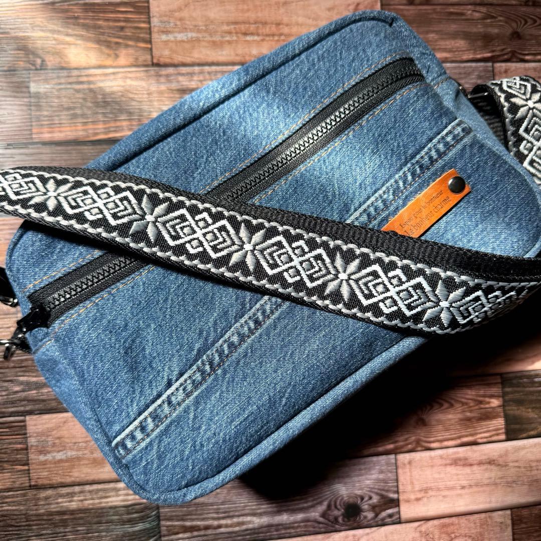 デニムリメイク スクエア boxショルダーバッグ ハンドメイド