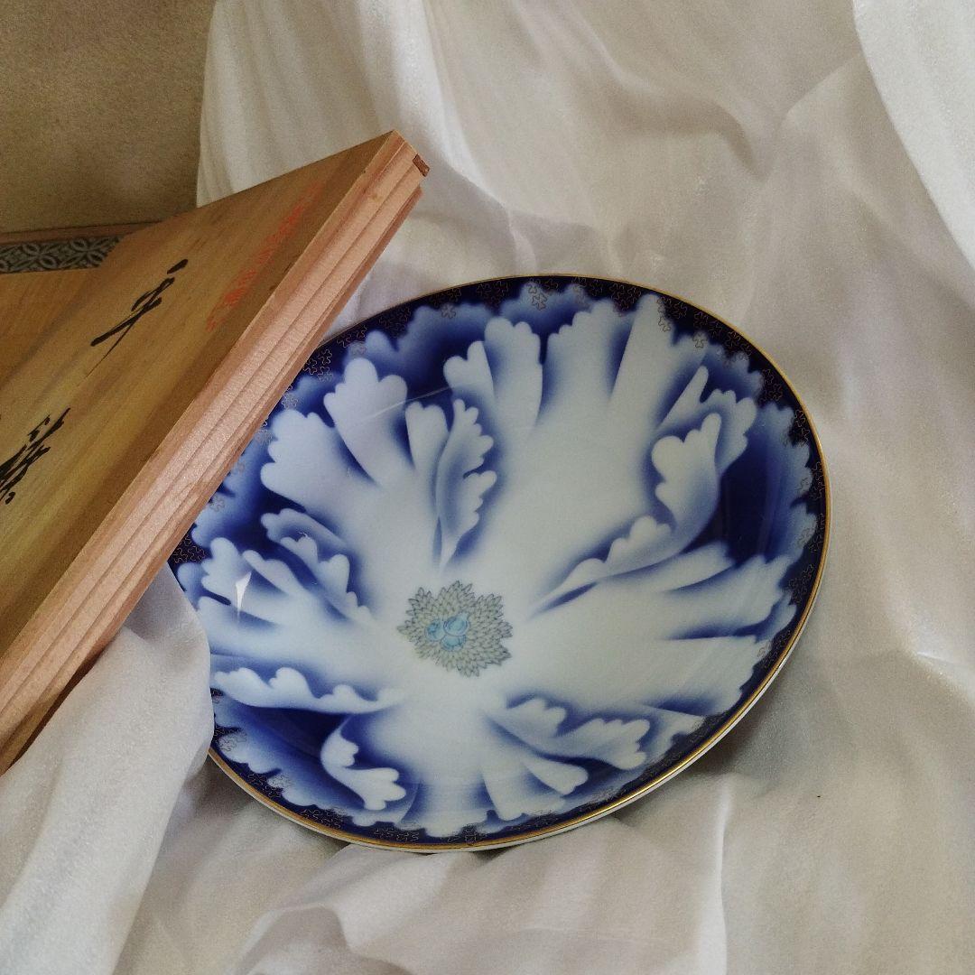 【729】深川製磁　牡丹金ミル平皿