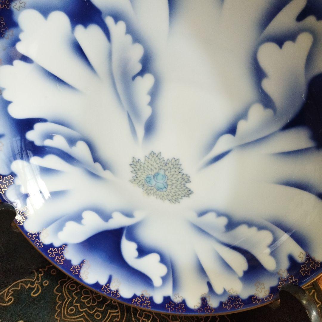 【729】深川製磁　牡丹金ミル平皿