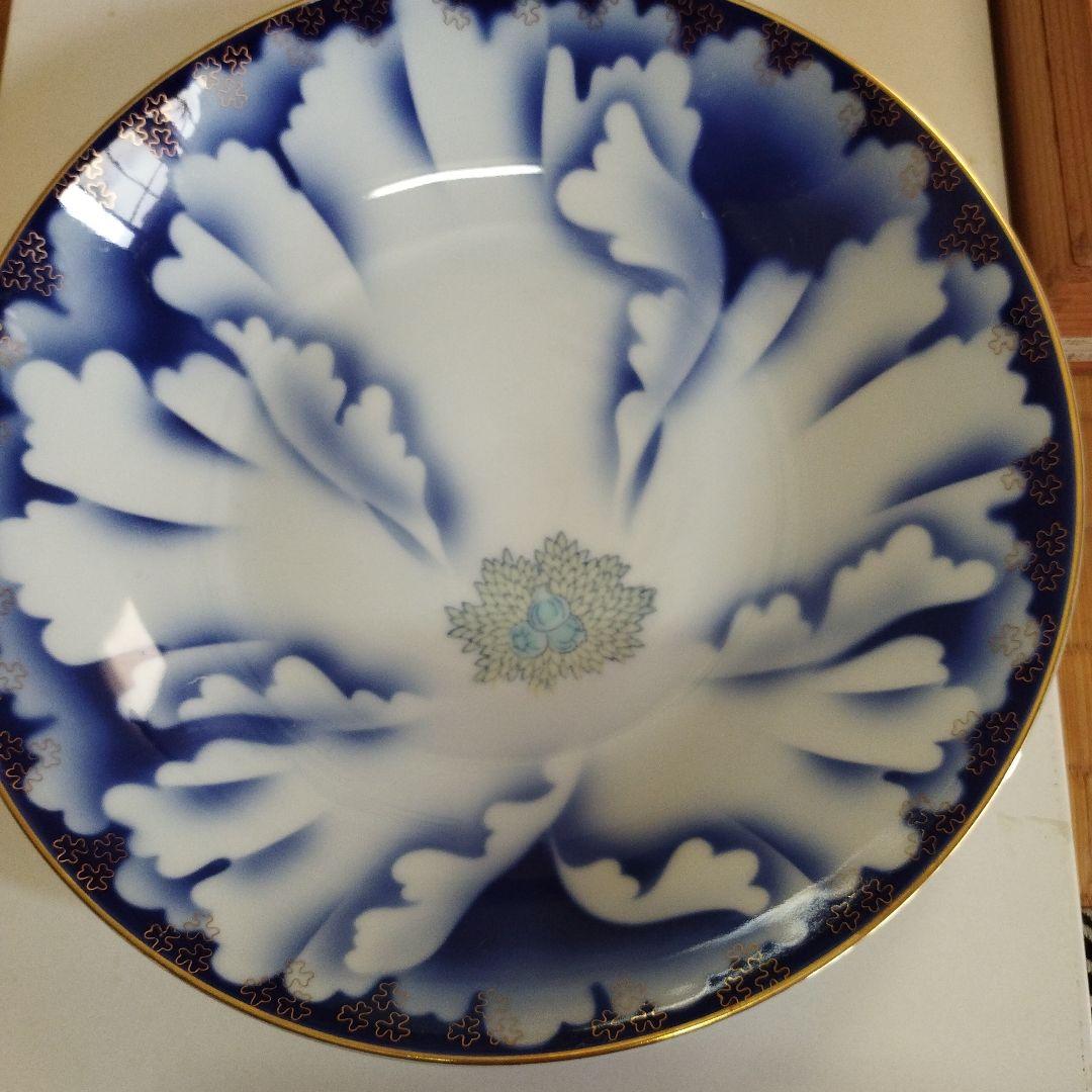 【729】深川製磁　牡丹金ミル平皿