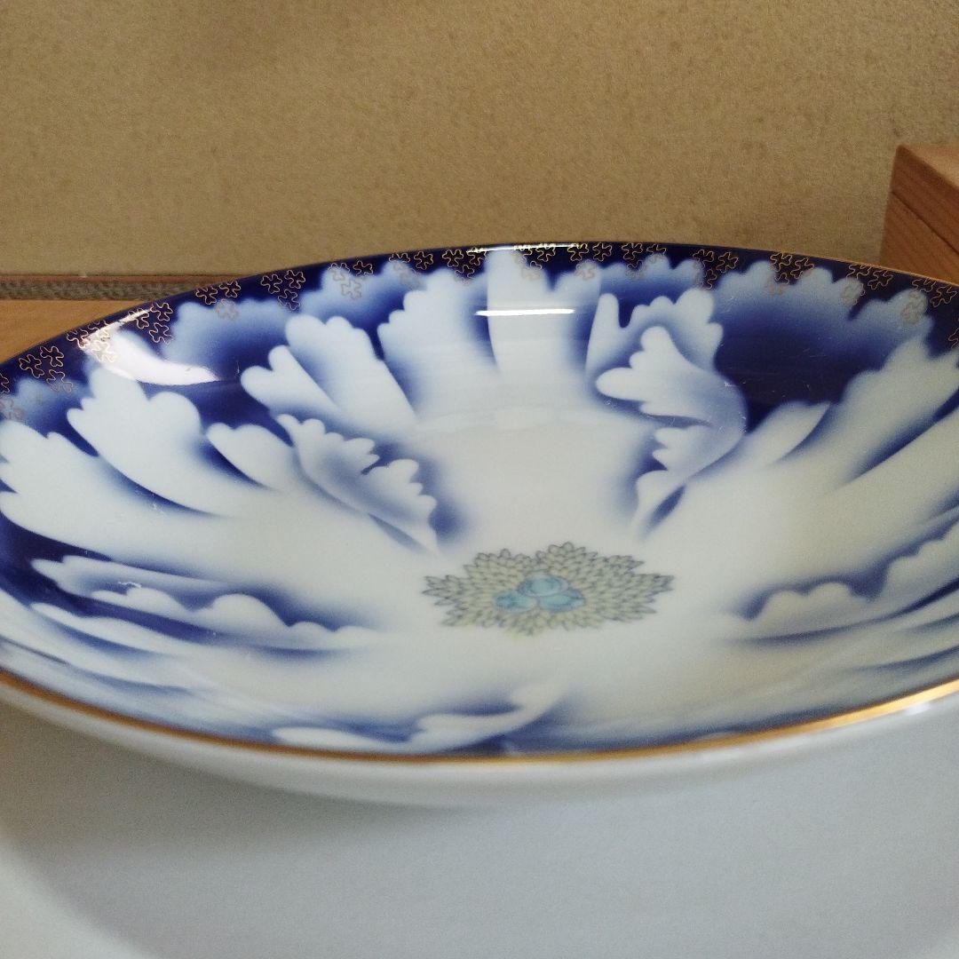 【729】深川製磁　牡丹金ミル平皿