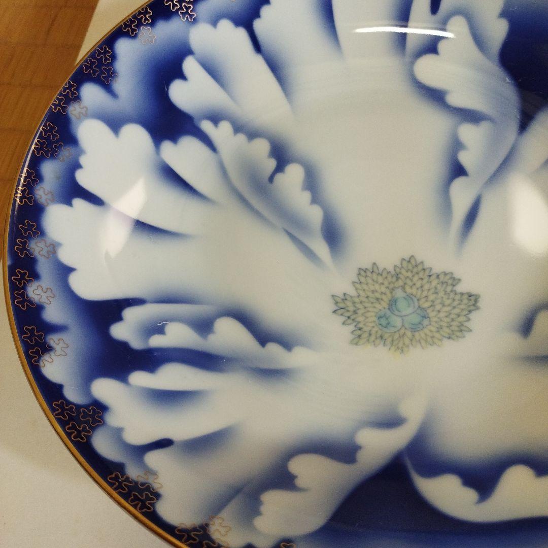 【729】深川製磁　牡丹金ミル平皿