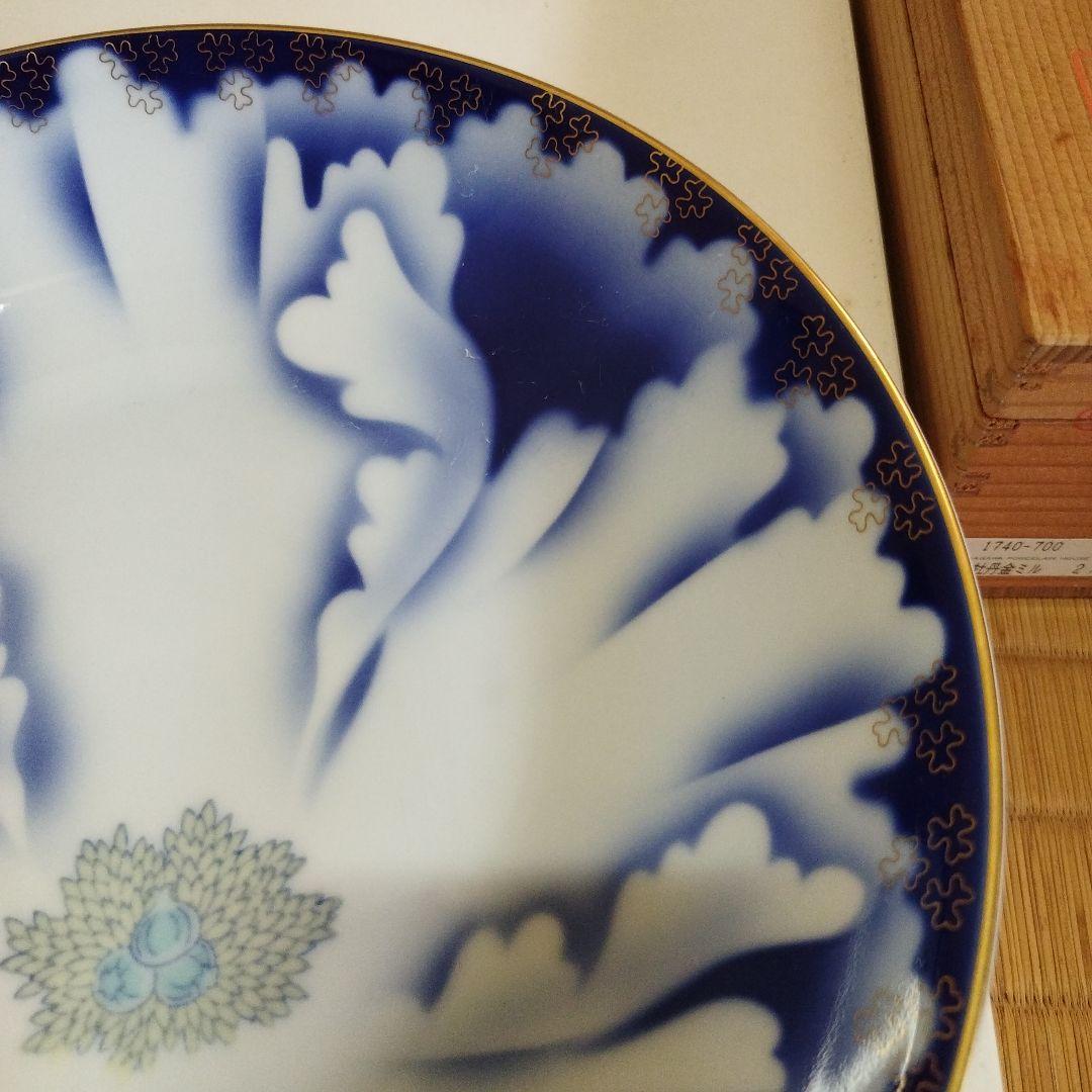 【729】深川製磁　牡丹金ミル平皿