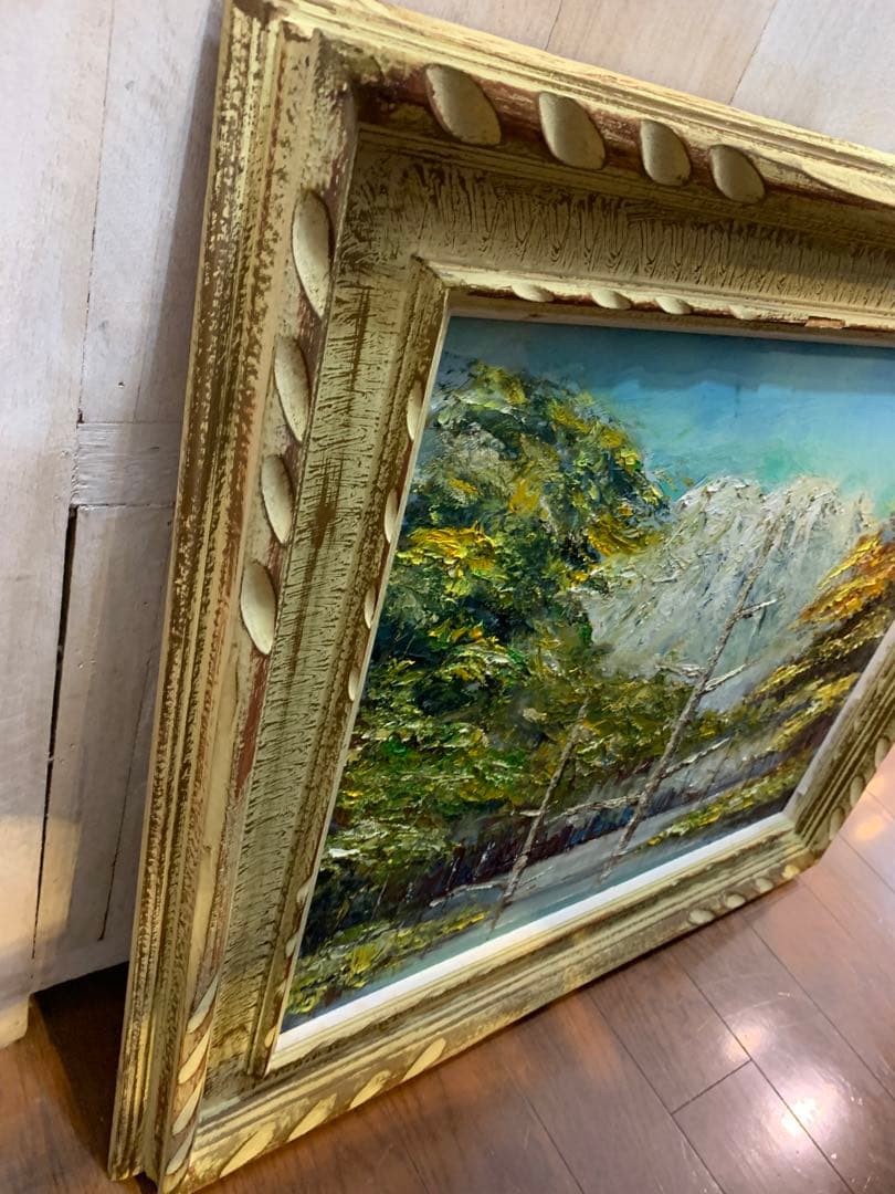 水田喜八 油彩「風景」画 1971年