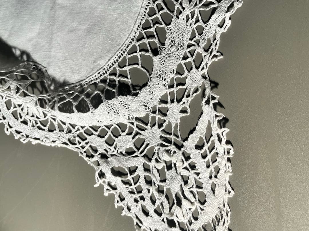 希少 フレンチアンティーク テーブルクロス 1940-50年代 手刺繍 86cm