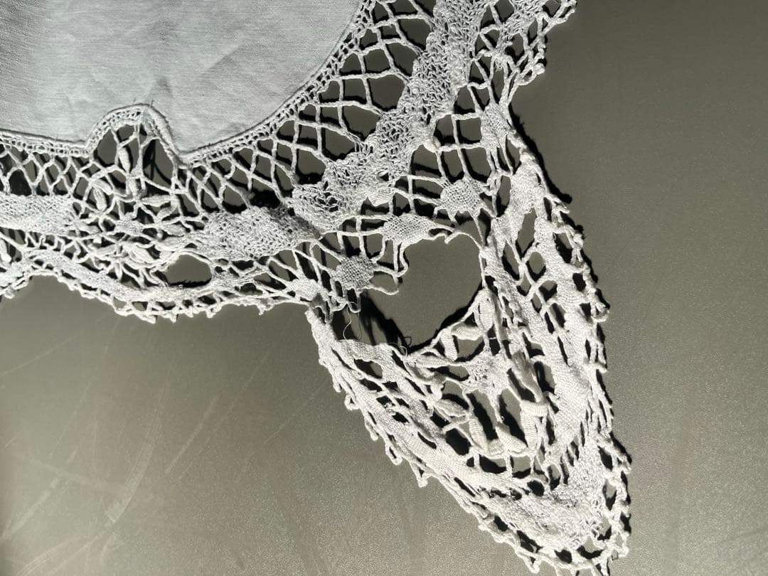 希少 フレンチアンティーク テーブルクロス 1940-50年代 手刺繍 86cm