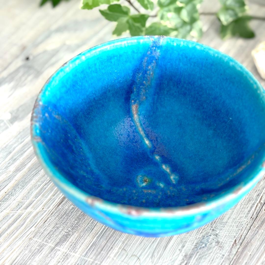 露草 小丼 飯碗 特大 ターコイズブルー 青い丼 2個セット 信楽焼