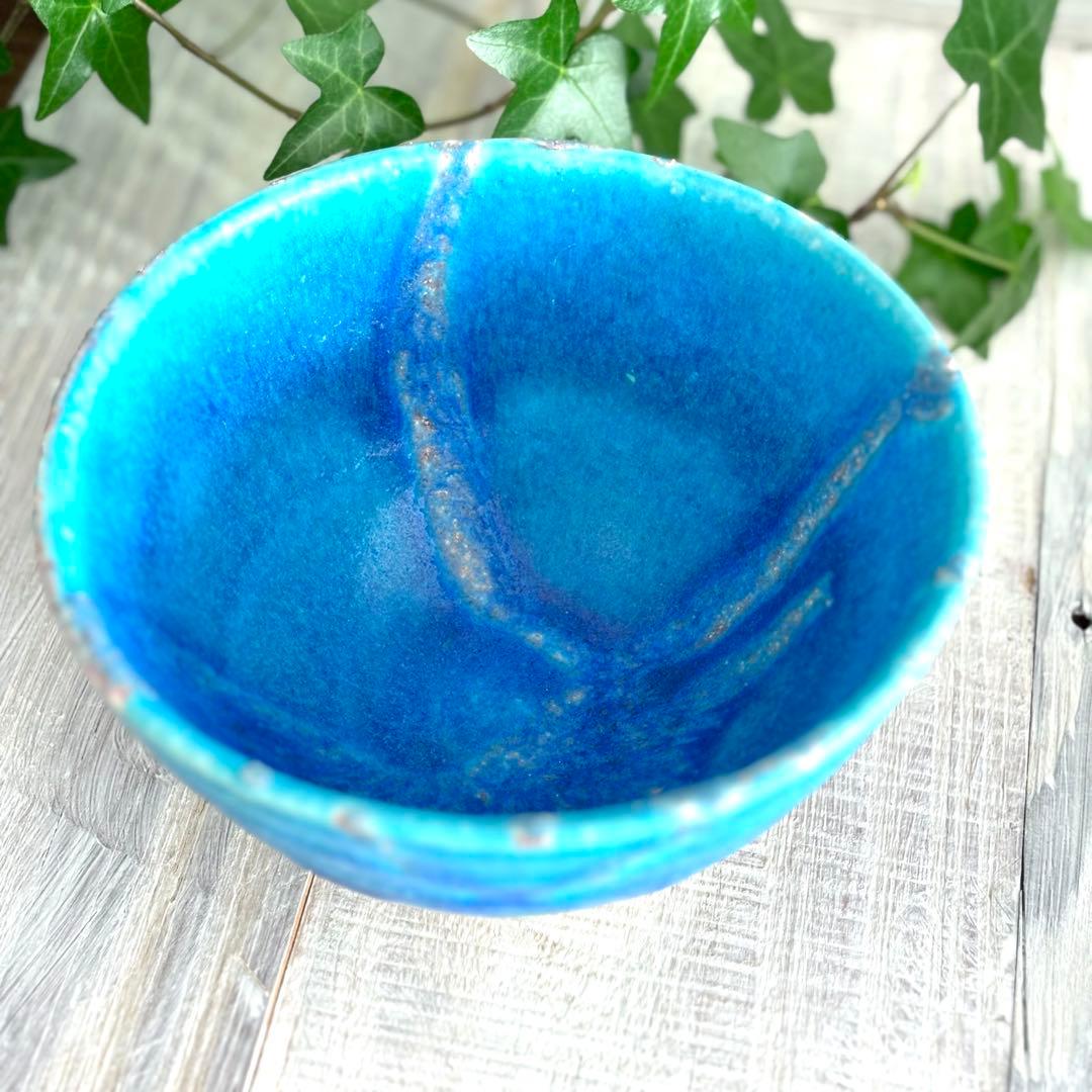 露草 小丼 飯碗 特大 ターコイズブルー 青い丼 2個セット 信楽焼