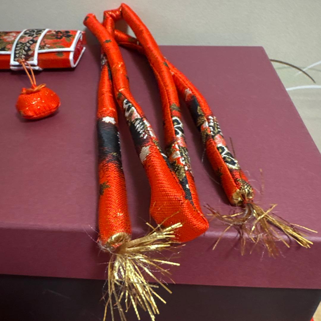 七五三用 赤色花柄草履とバッグセット