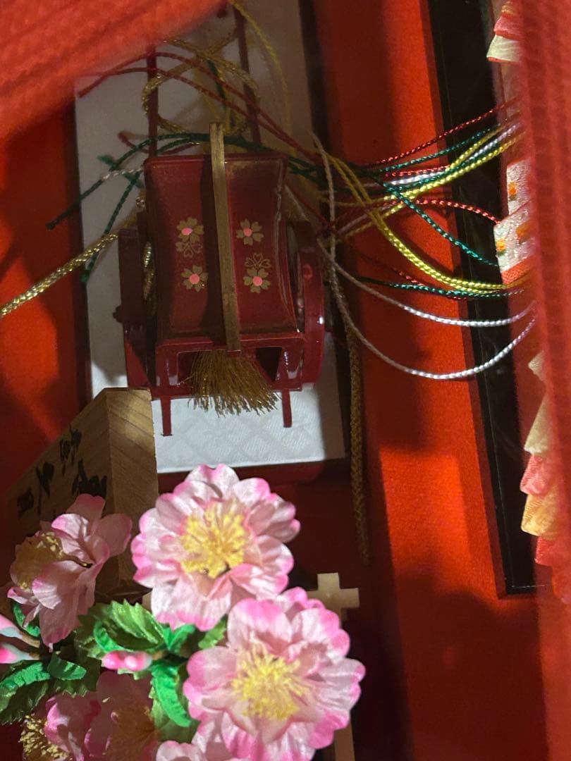 東大阪引き取り可　久月 雛人形セット ピンク枠ガラスケース入