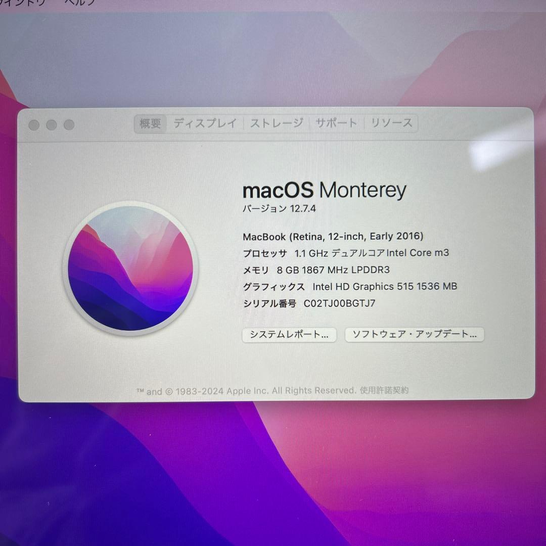 MacBook本体 MacBook Retina, 12-inch, Early2016