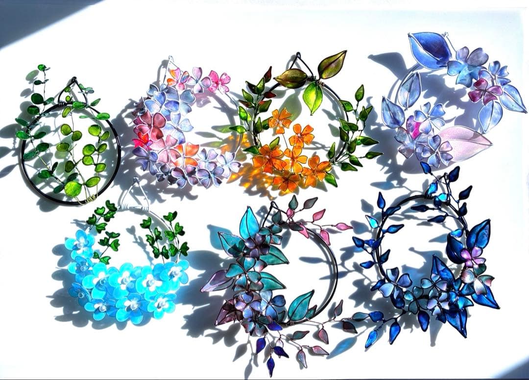 happy flower本気のミニリースセット　ディップアート　ワイヤークラフト