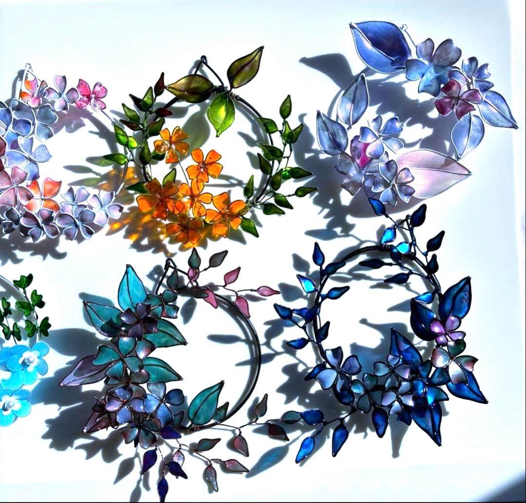 happy flower本気のミニリースセット　ディップアート　ワイヤークラフト