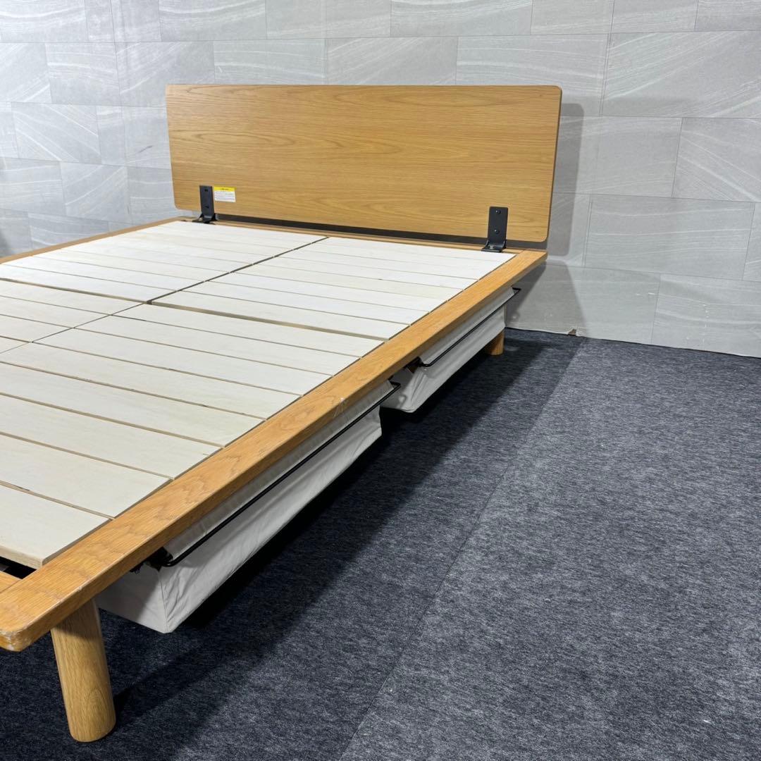 MUJI 無印良品 ベッドフレーム ダブルサイズ オーク材 収納付き d5359
