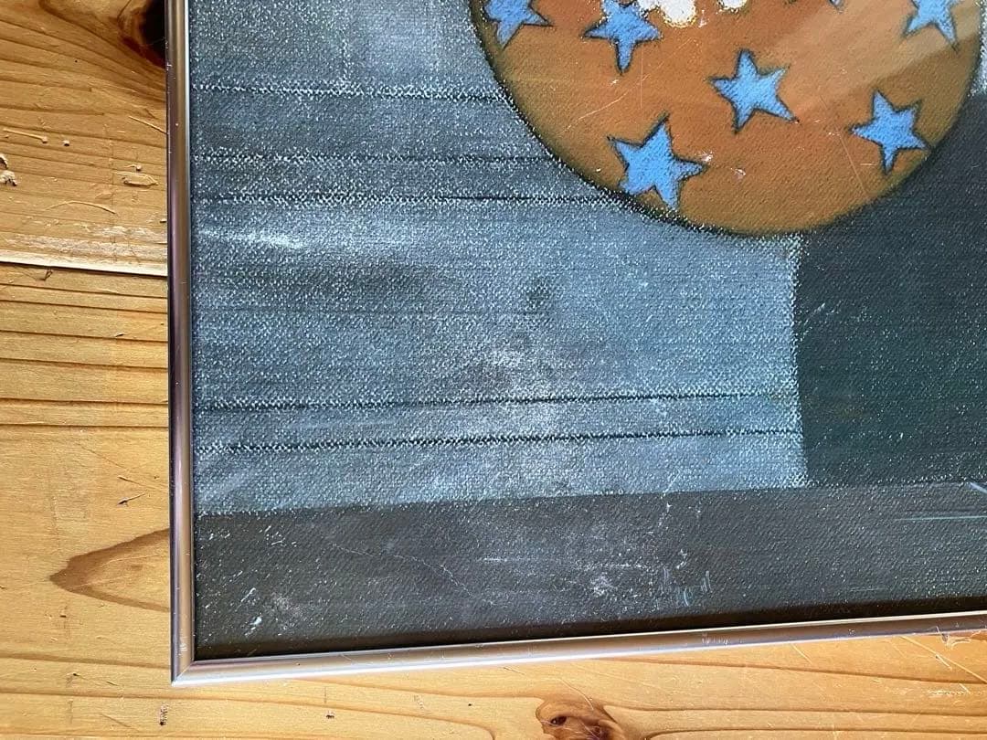 ウィル・バーネット　赤い独楽　展覧会ポスター　複製プリント　アルミ額装