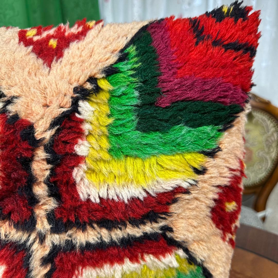 クッションカバーモロッコ絨毯40cmx40cm ふわふわウール