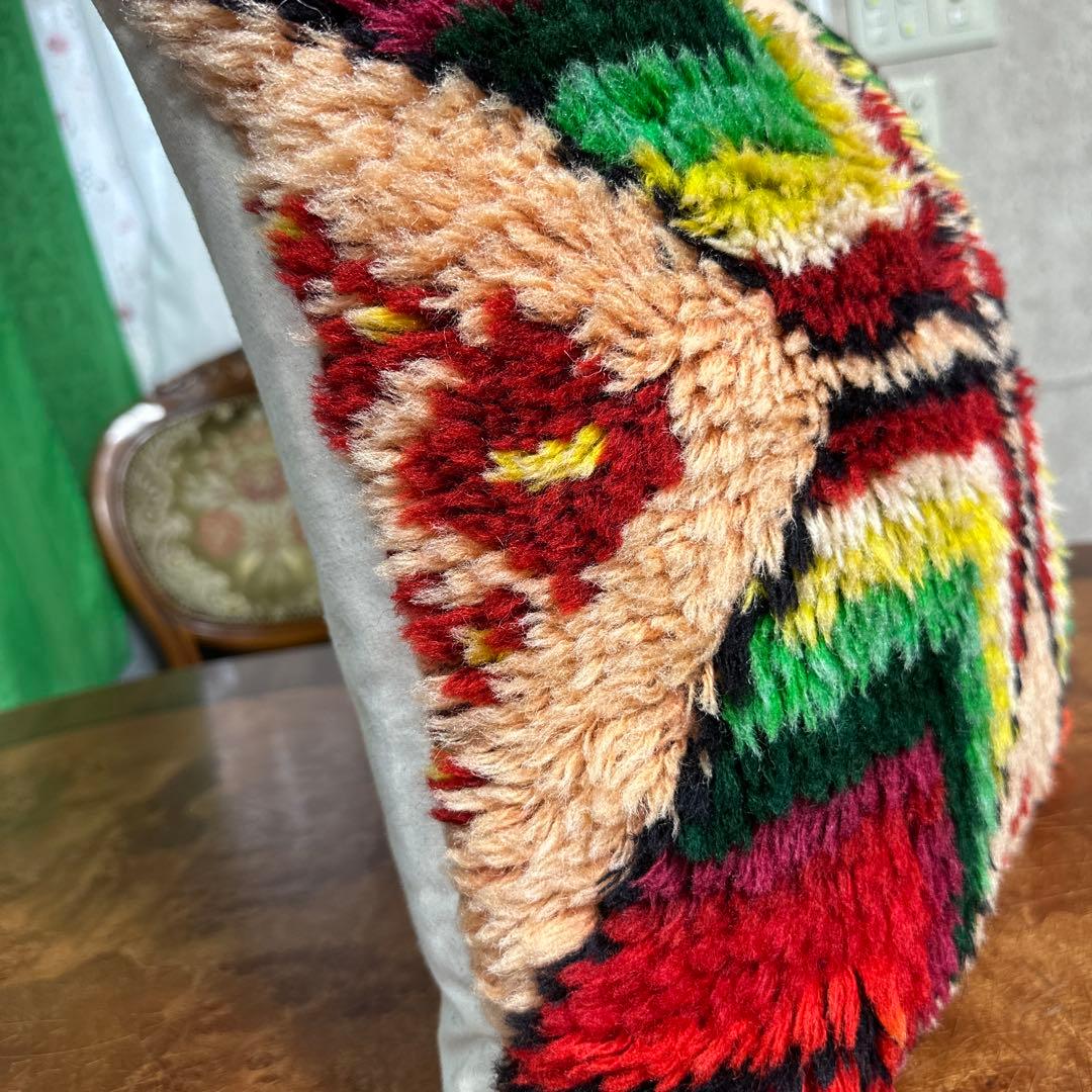クッションカバーモロッコ絨毯40cmx40cm ふわふわウール