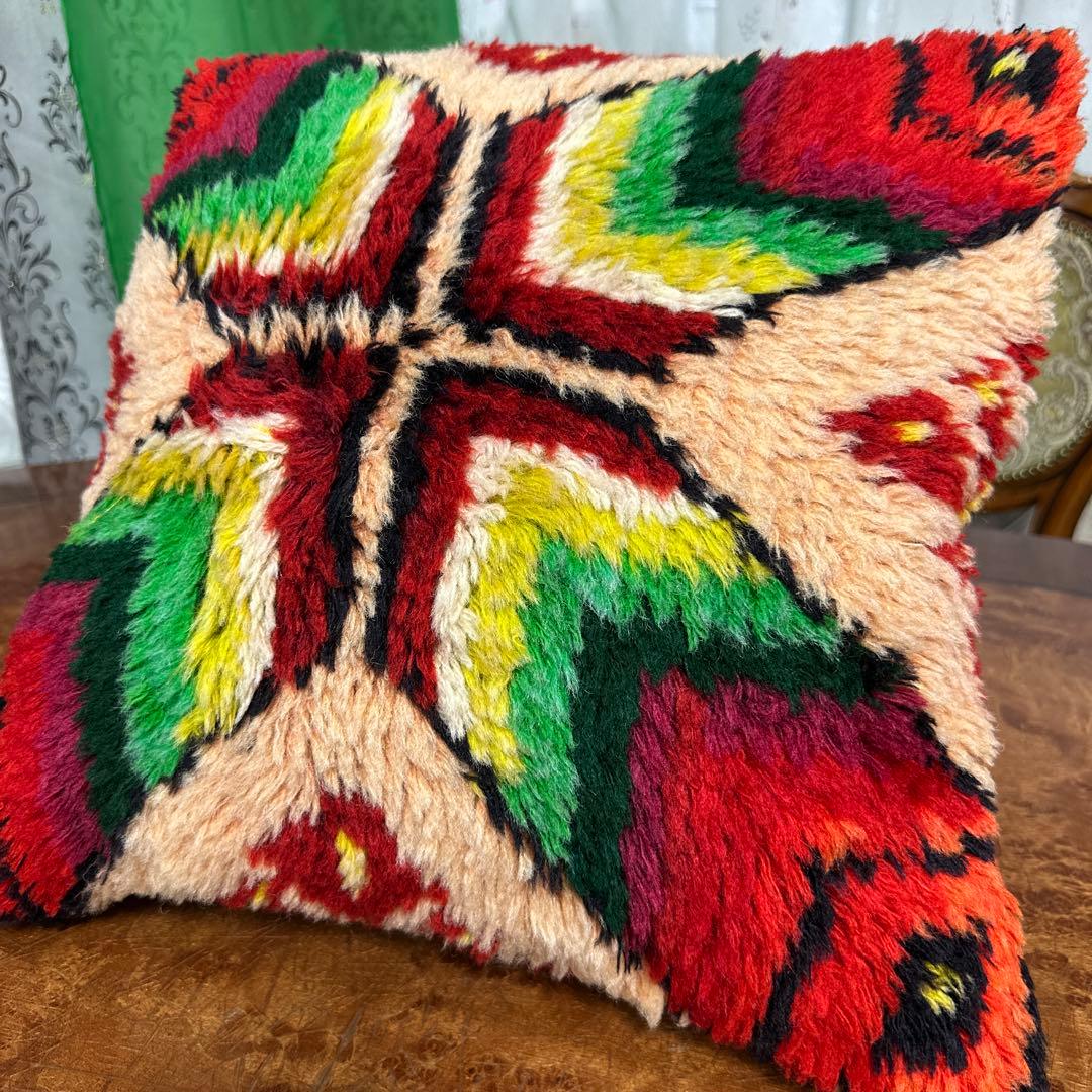 クッションカバーモロッコ絨毯40cmx40cm ふわふわウール