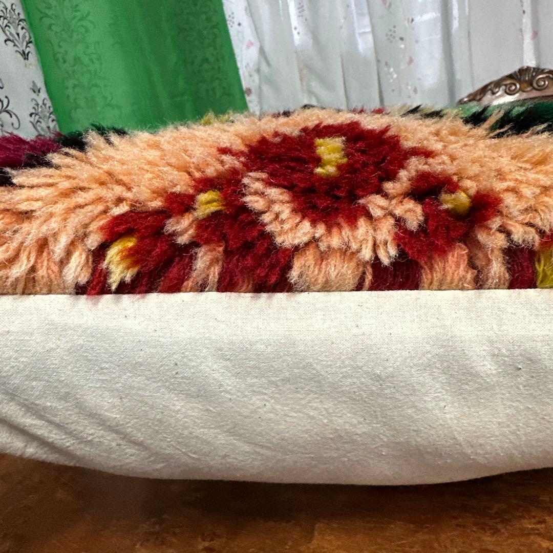 クッションカバーモロッコ絨毯40cmx40cm ふわふわウール