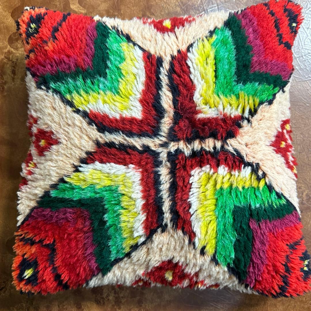 クッションカバーモロッコ絨毯40cmx40cm ふわふわウール