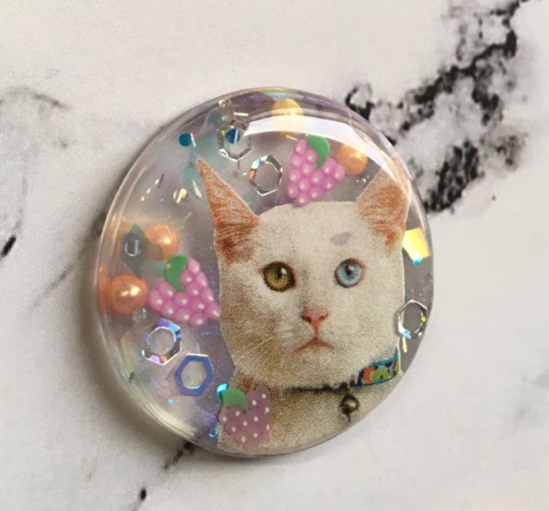 レジンヘアゴム♡ぶどう白猫ちゃん・再販不可