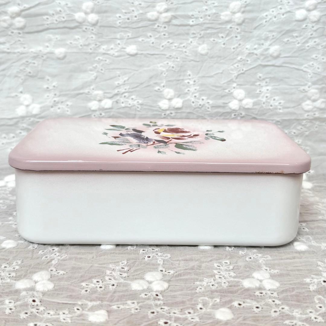 希少レア 旧イマンプリンセスローズ ランチボックスホーロー 花柄雑貨アンティーク