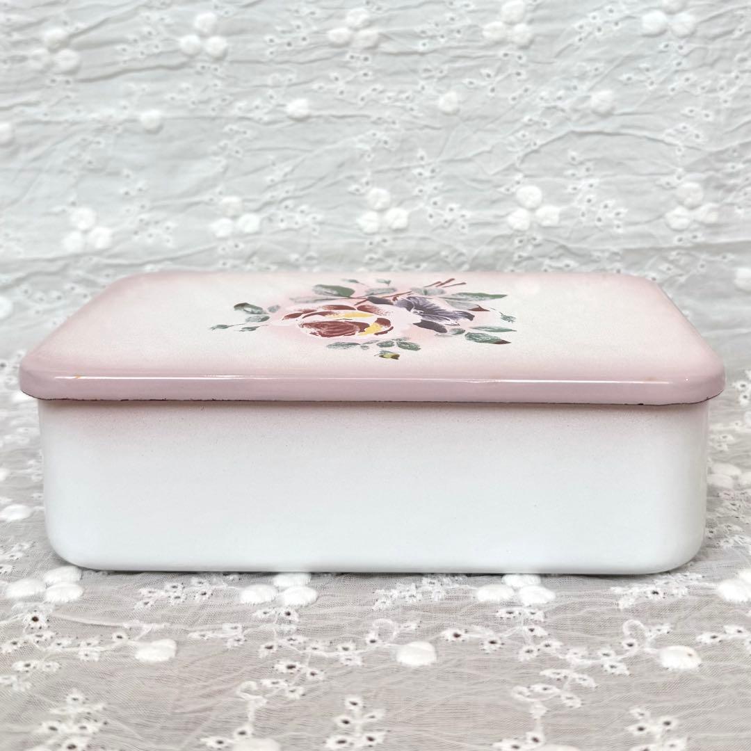 希少レア 旧イマンプリンセスローズ ランチボックスホーロー 花柄雑貨アンティーク