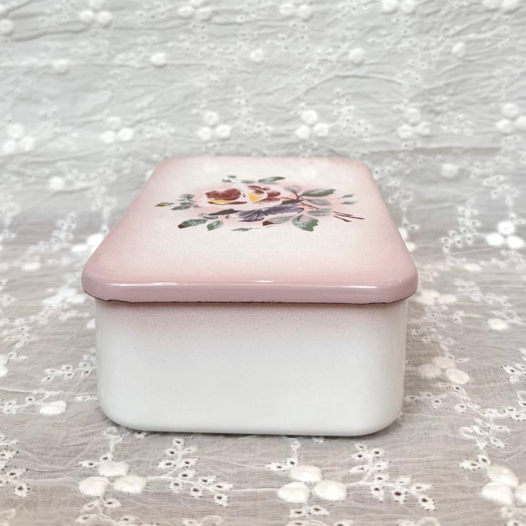 希少レア 旧イマンプリンセスローズ ランチボックスホーロー 花柄雑貨アンティーク