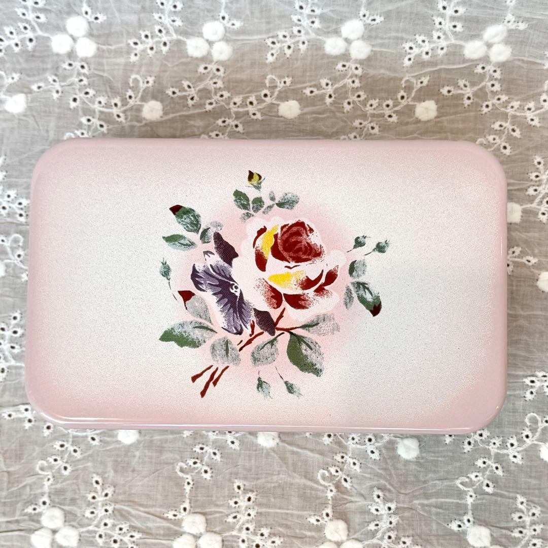 希少レア 旧イマンプリンセスローズ ランチボックスホーロー 花柄雑貨アンティーク