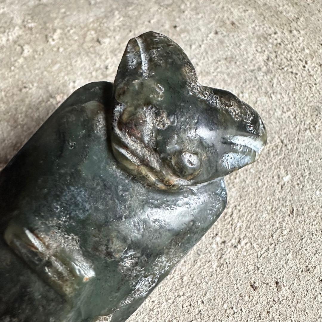 珍品　神官　遼西紅山文化　古玉細工彫　黒曜石　縁起物 　パワーストーン